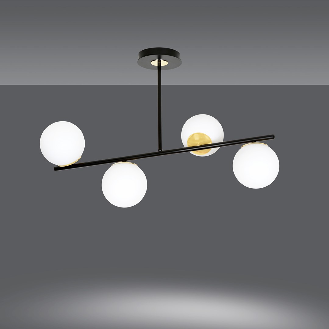 Emibig Stropna svjetiljka FLOKI 230V 10W MAX LED E14 Čelik/ Staklo Crna/ Zlatna