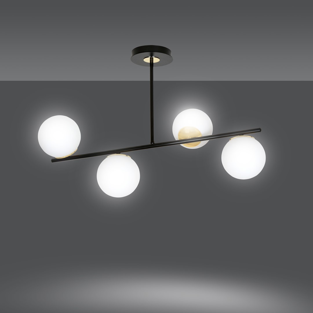 Emibig Stropna svjetiljka FLOKI 230V 10W MAX LED E14 Čelik/ Staklo Crna/ Zlatna
