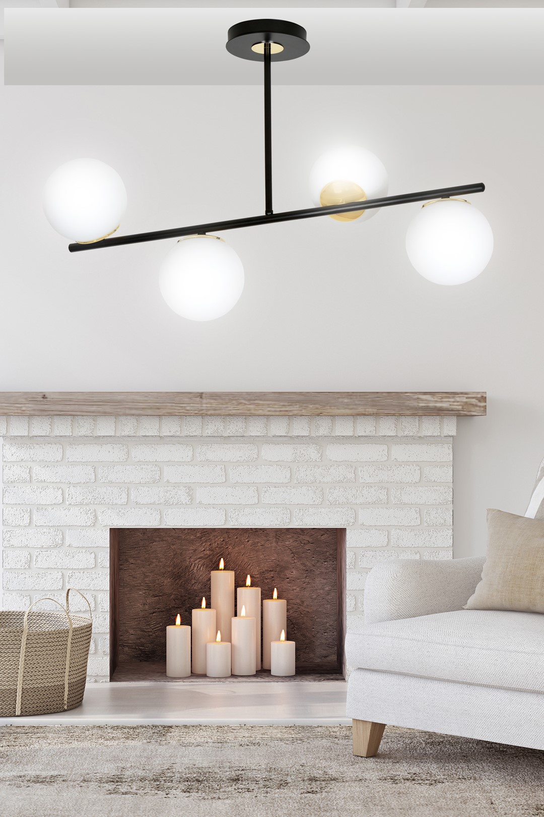 Emibig Stropna svjetiljka FLOKI 230V 10W MAX LED E14 Čelik/ Staklo Crna/ Zlatna
