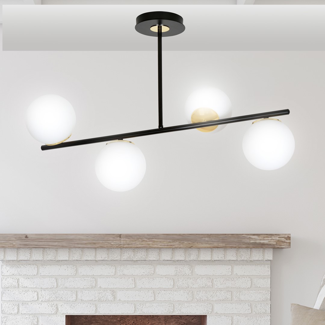 Emibig Stropna svjetiljka FLOKI 230V 10W MAX LED E14 Čelik/ Staklo Crna/ Zlatna