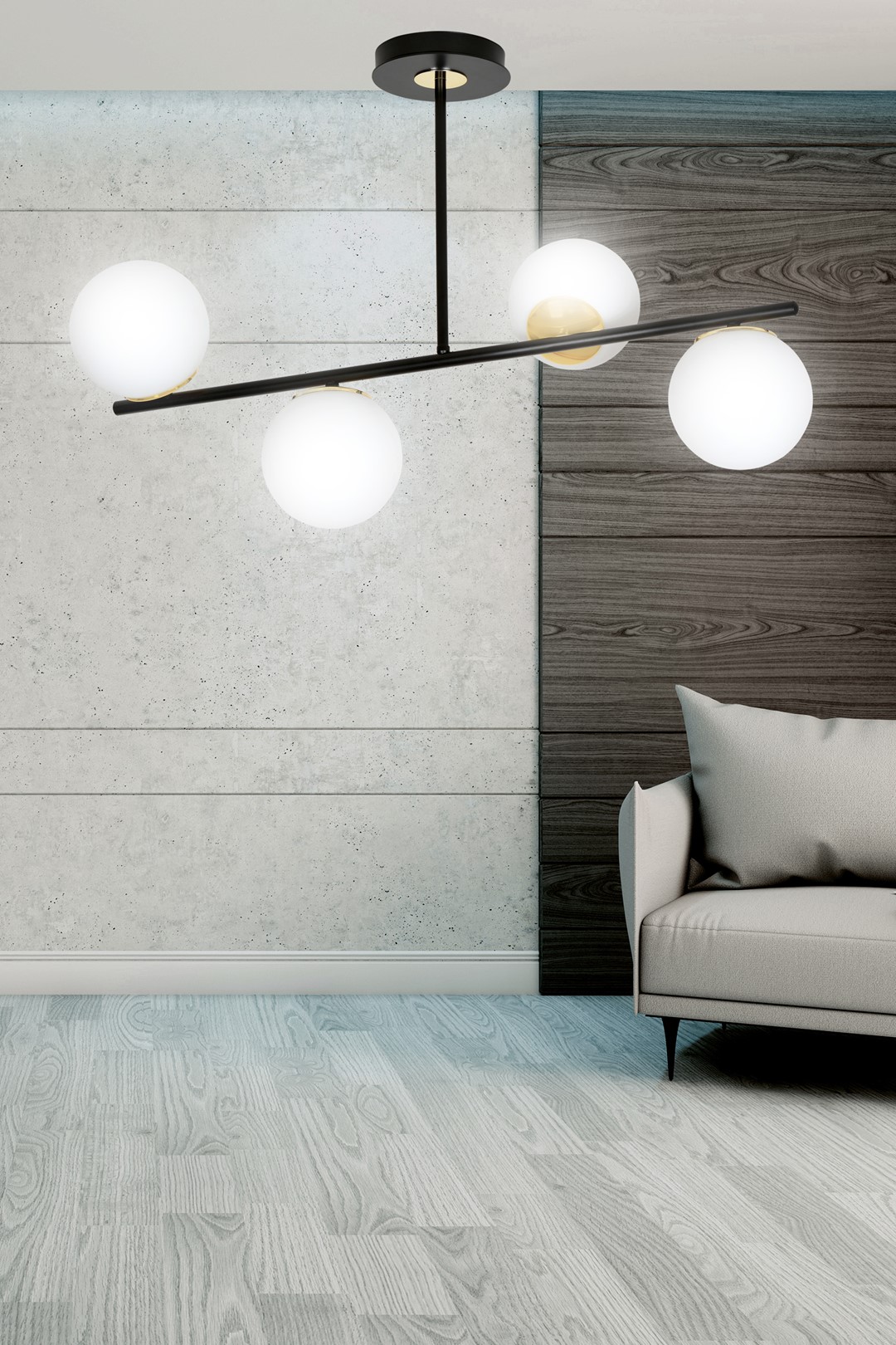 Emibig Stropna svjetiljka FLOKI 230V 10W MAX LED E14 Čelik/ Staklo Crna/ Zlatna