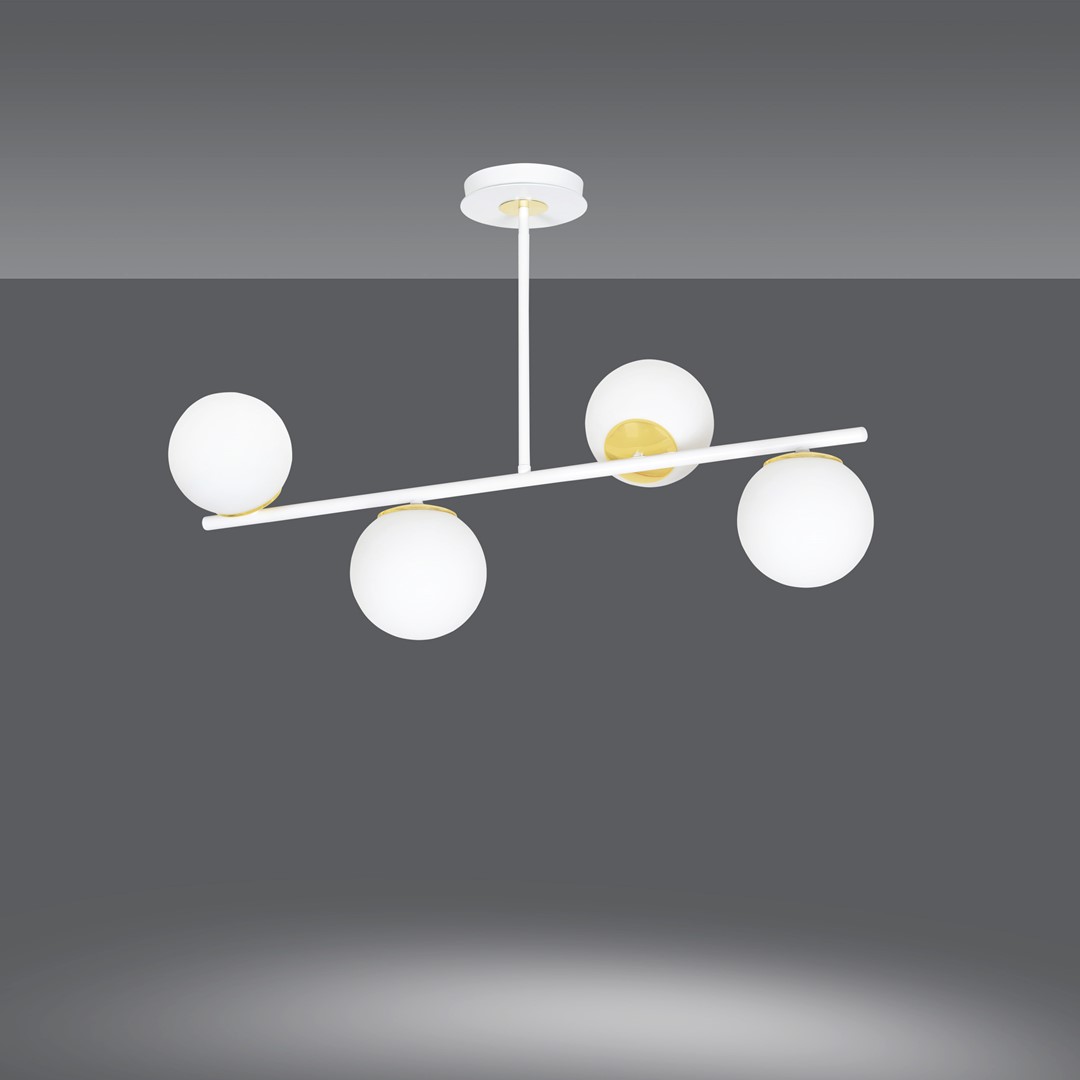 Emibig Stropna svjetiljka FLOKI 230V 10W MAX LED E14 Čelik/ Staklo Bijela/ Zlatna