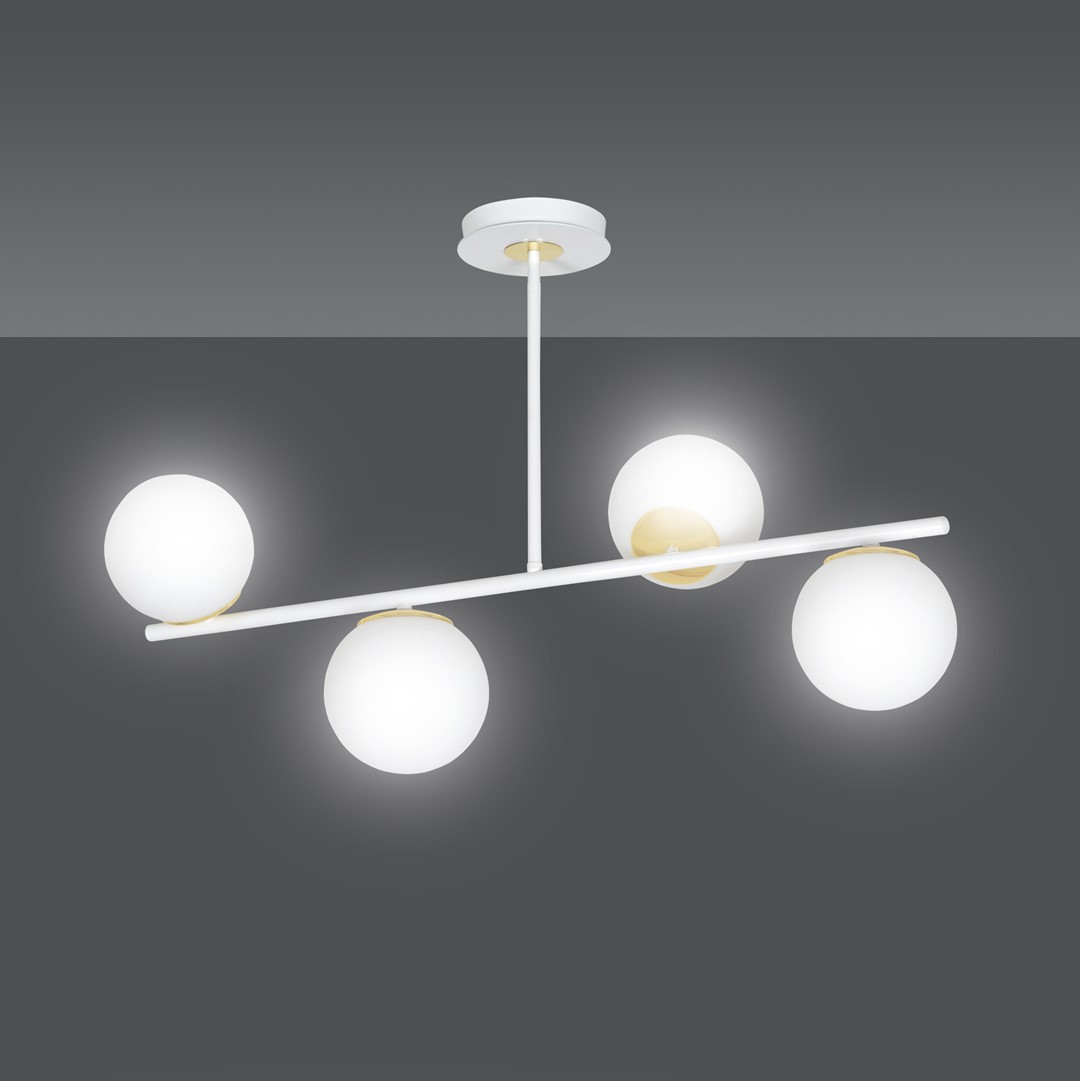 Emibig Stropna svjetiljka FLOKI 230V 10W MAX LED E14 Čelik/ Staklo Bijela/ Zlatna