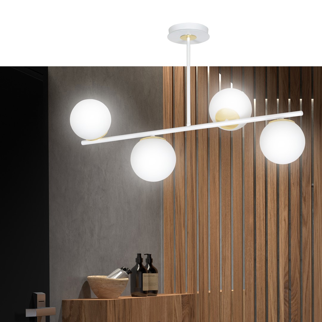 Emibig Stropna svjetiljka FLOKI 230V 10W MAX LED E14 Čelik/ Staklo Bijela/ Zlatna
