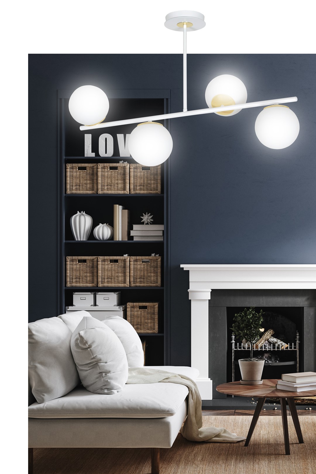 Emibig Stropna svjetiljka FLOKI 230V 10W MAX LED E14 Čelik/ Staklo Bijela/ Zlatna