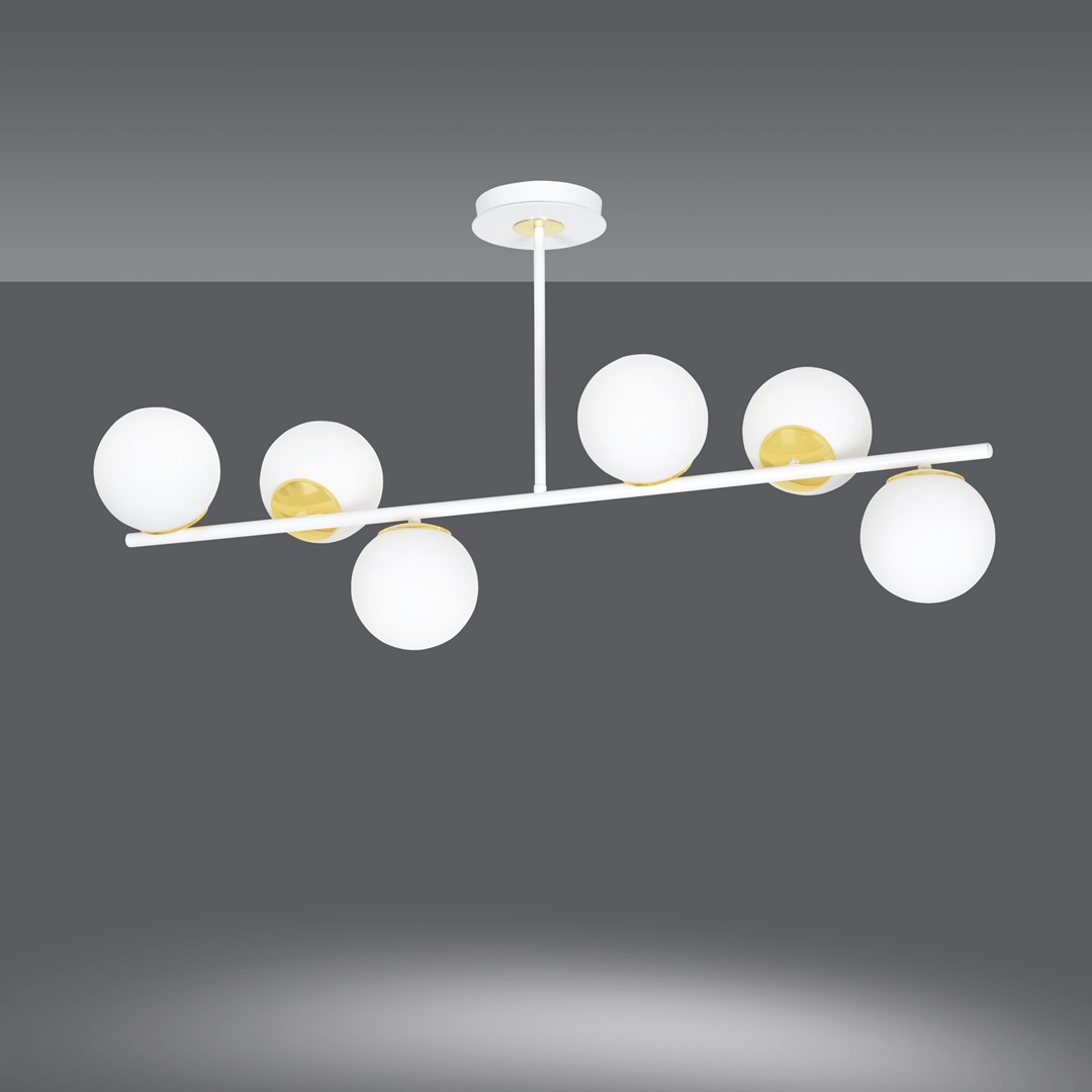 Emibig Stropna svjetiljka FLOKI 230V 10W MAX LED E14 Čelik/ Staklo Bijela/ Zlatna