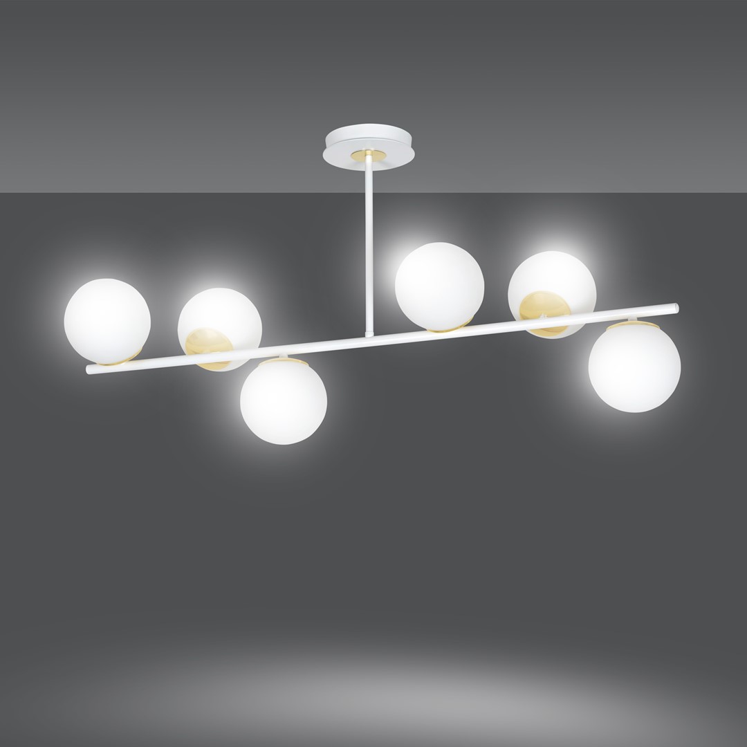 Emibig Stropna svjetiljka FLOKI 230V 10W MAX LED E14 Čelik/ Staklo Bijela/ Zlatna