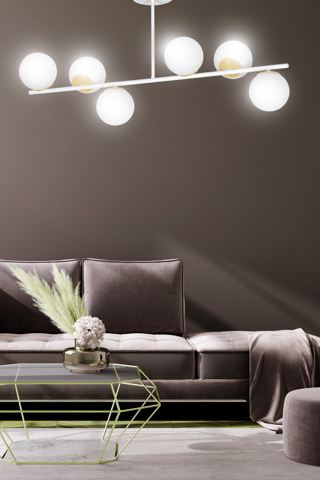 Emibig Stropna svjetiljka FLOKI 230V 10W MAX LED E14 Čelik/ Staklo Bijela/ Zlatna