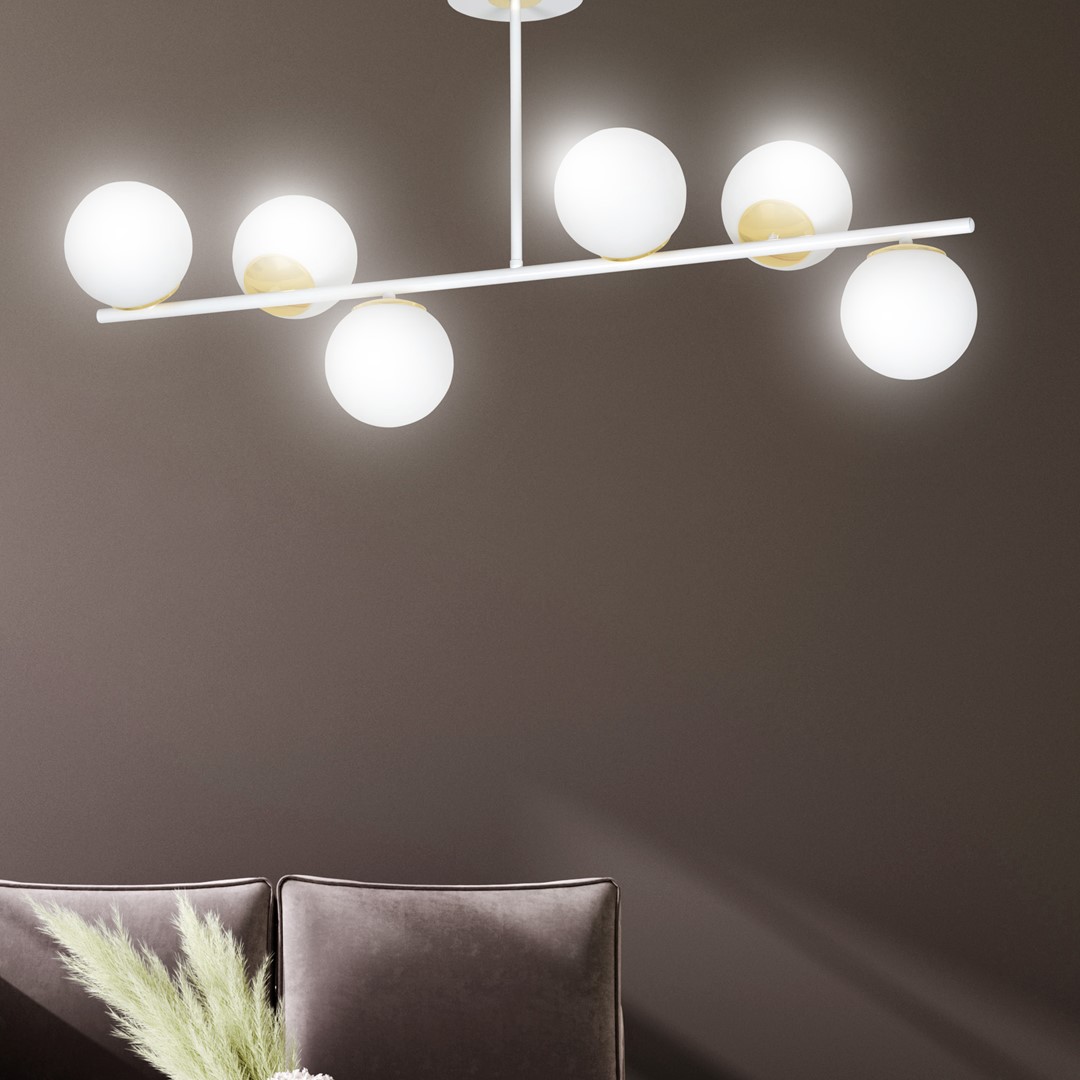 Emibig Stropna svjetiljka FLOKI 230V 10W MAX LED E14 Čelik/ Staklo Bijela/ Zlatna