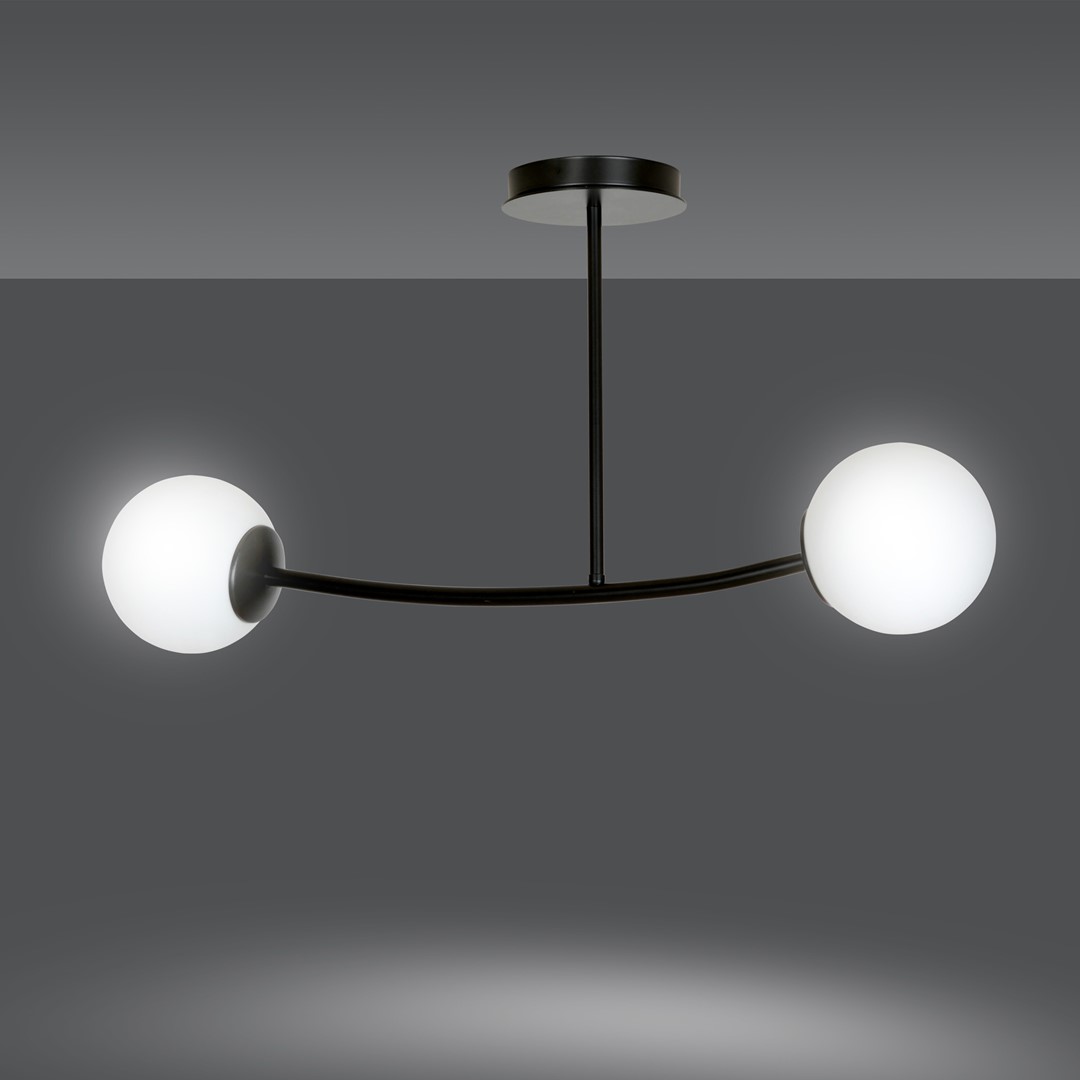 Emibig Stropna svjetiljka HALLDOR 230V 10W MAX LED E14 Čelik/ Staklo Crna