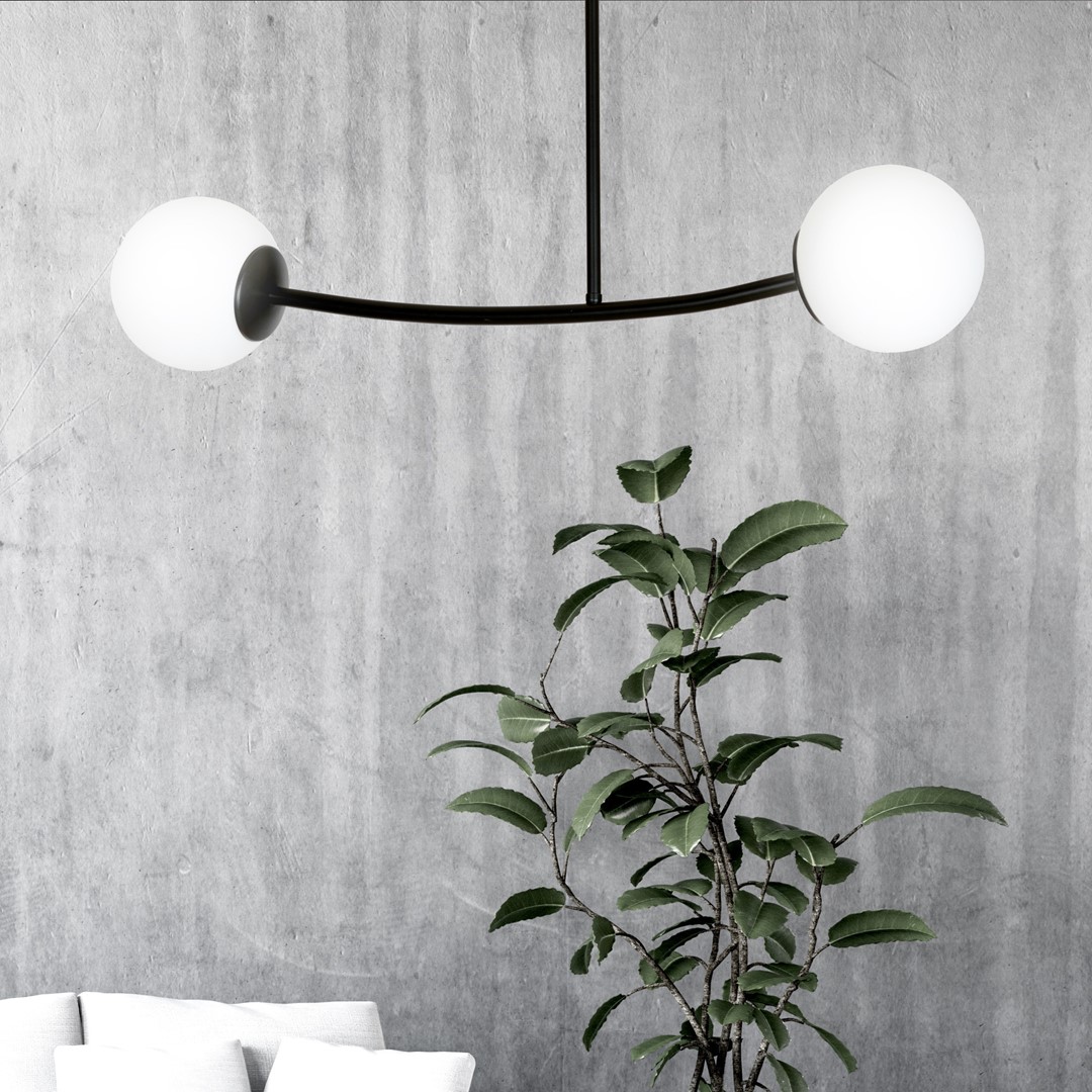 Emibig Stropna svjetiljka HALLDOR 230V 10W MAX LED E14 Čelik/ Staklo Crna