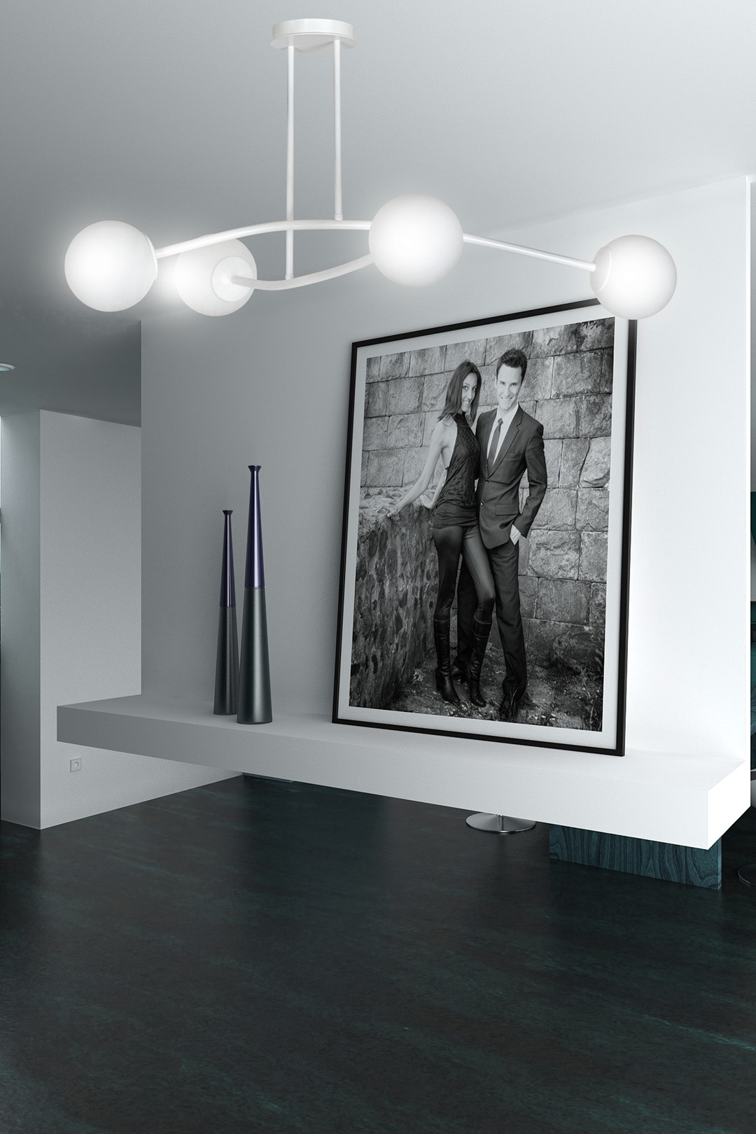 Emibig Stropna svjetiljka HALLDOR 230V 10W MAX LED E14 Čelik/ Staklo Bijela