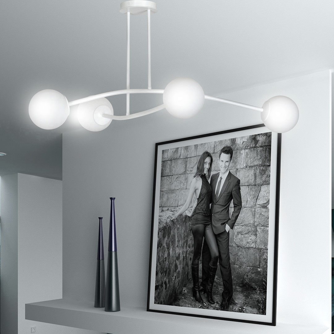 Emibig Stropna svjetiljka HALLDOR 230V 10W MAX LED E14 Čelik/ Staklo Bijela