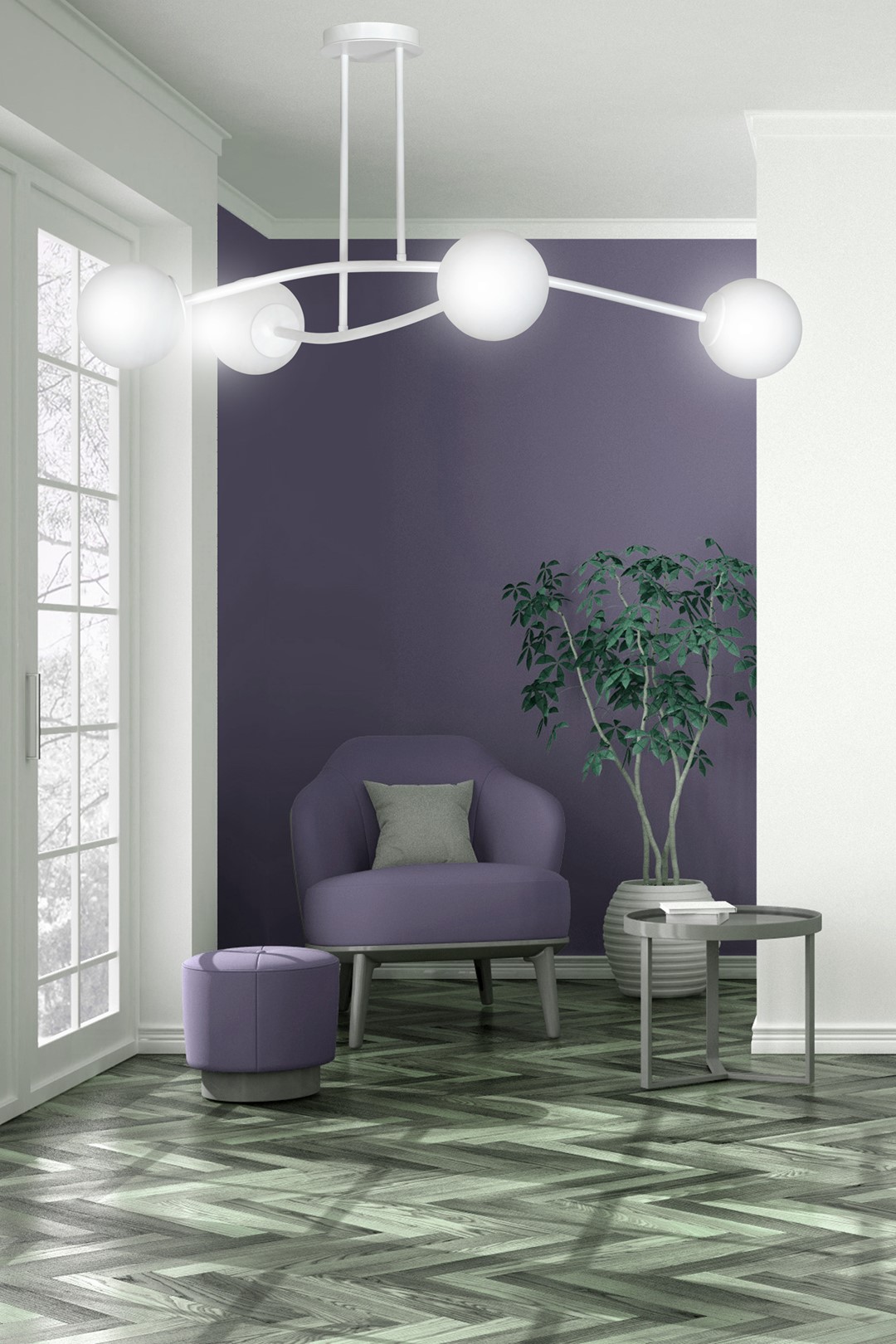 Emibig Stropna svjetiljka HALLDOR 230V 10W MAX LED E14 Čelik/ Staklo Bijela