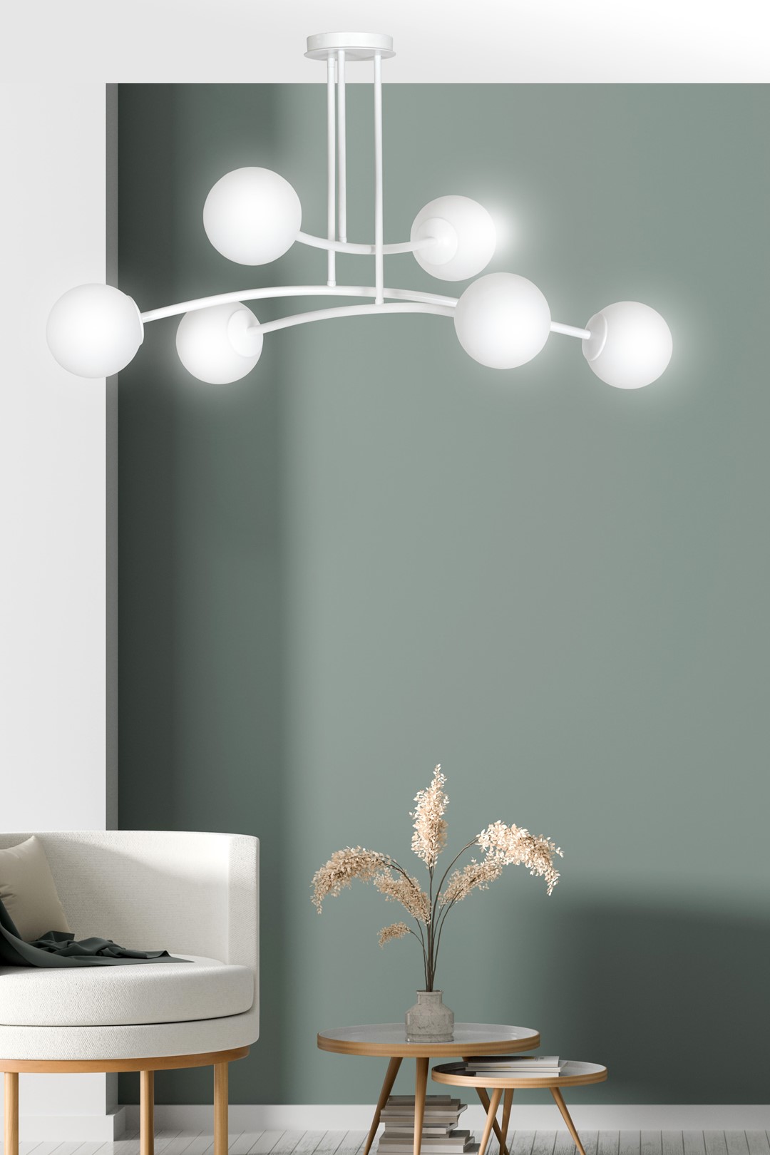 Emibig Stropna svjetiljka HALLDOR 230V 10W MAX LED E14 Čelik/ Staklo Bijela