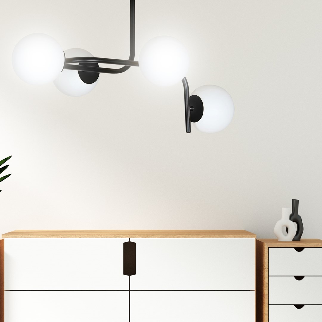 Emibig Stropna svjetiljka KALF 230V 10W MAX LED E14 Čelik/ Staklo Crna