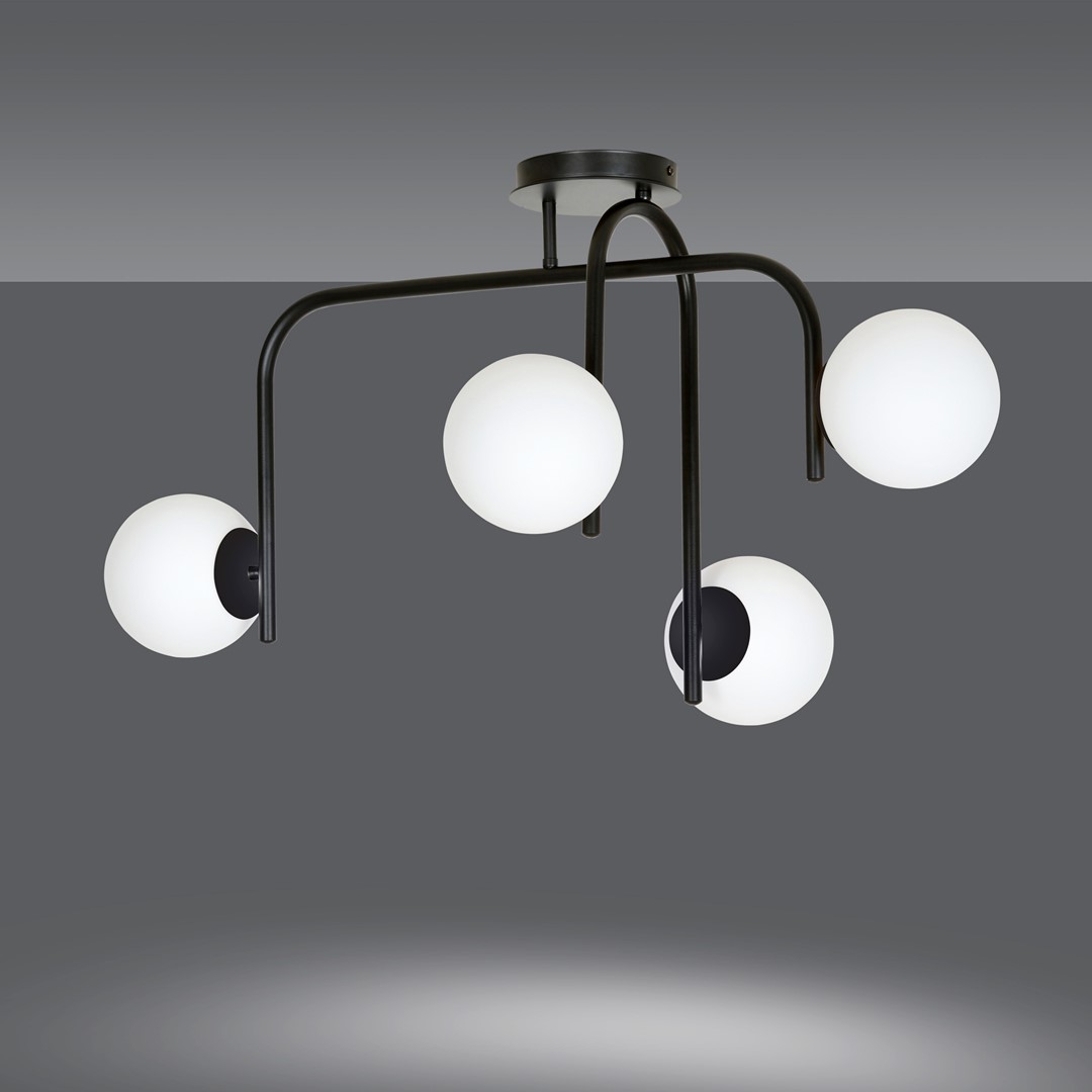 Emibig Stropna svjetiljka KALF 230V 10W MAX LED E14 Čelik/ Staklo Crna