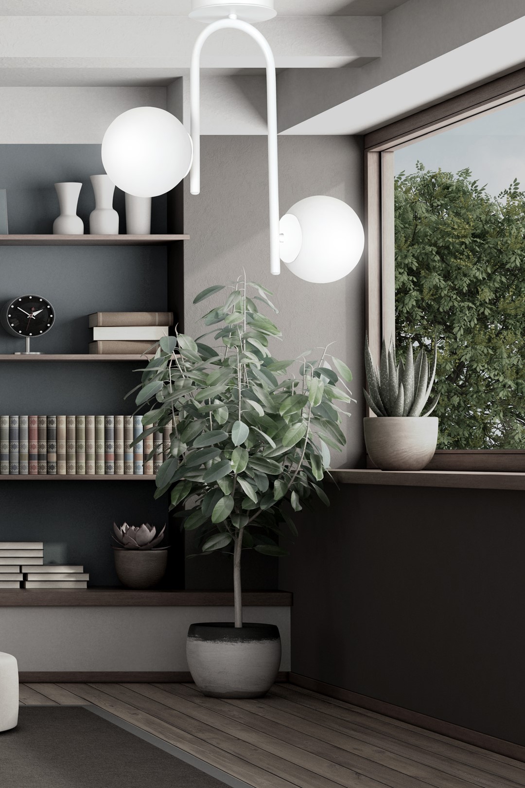 Emibig Stropna svjetiljka KALF 230V 10W MAX LED E14 Čelik/ Staklo Bijela