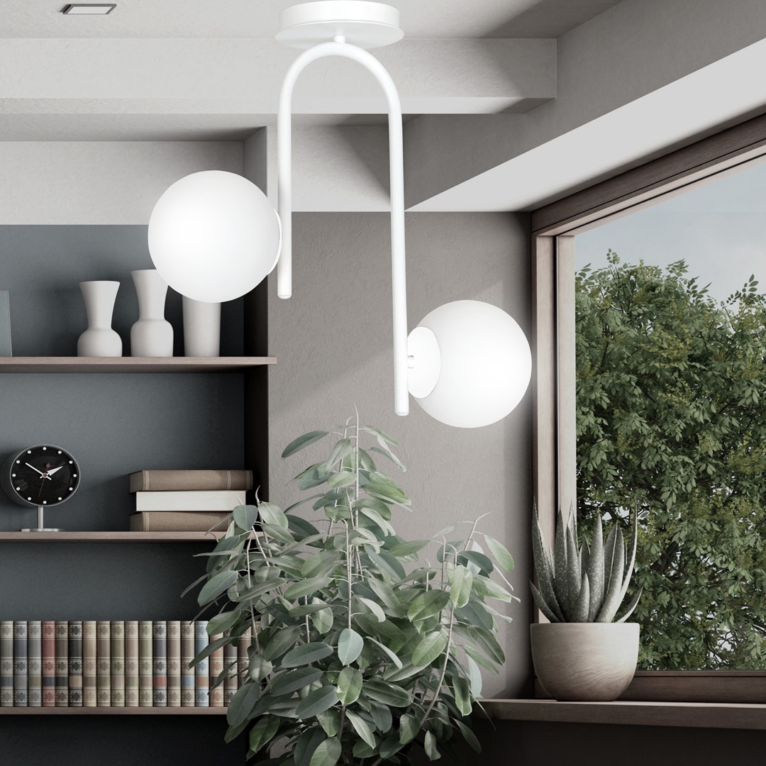 Emibig Stropna svjetiljka KALF 230V 10W MAX LED E14 Čelik/ Staklo Bijela