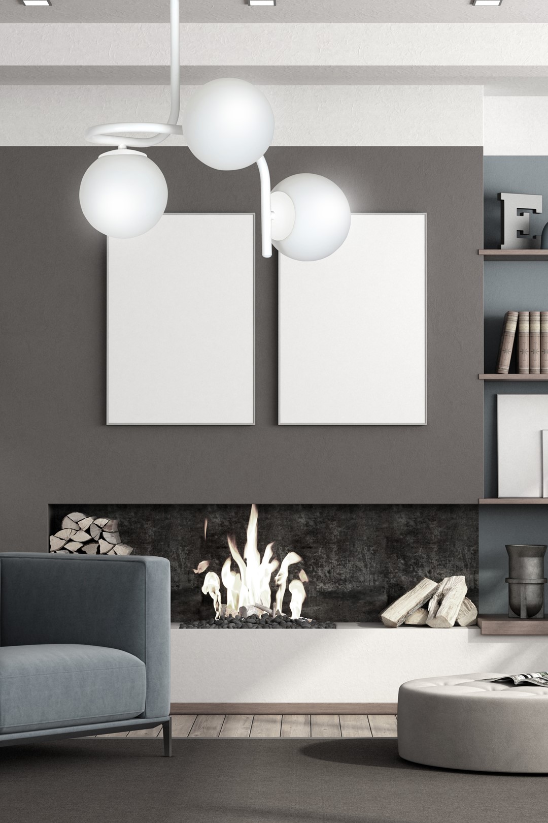 Emibig Stropna svjetiljka KALF 230V 10W MAX LED E14 Čelik/ Staklo Bijela