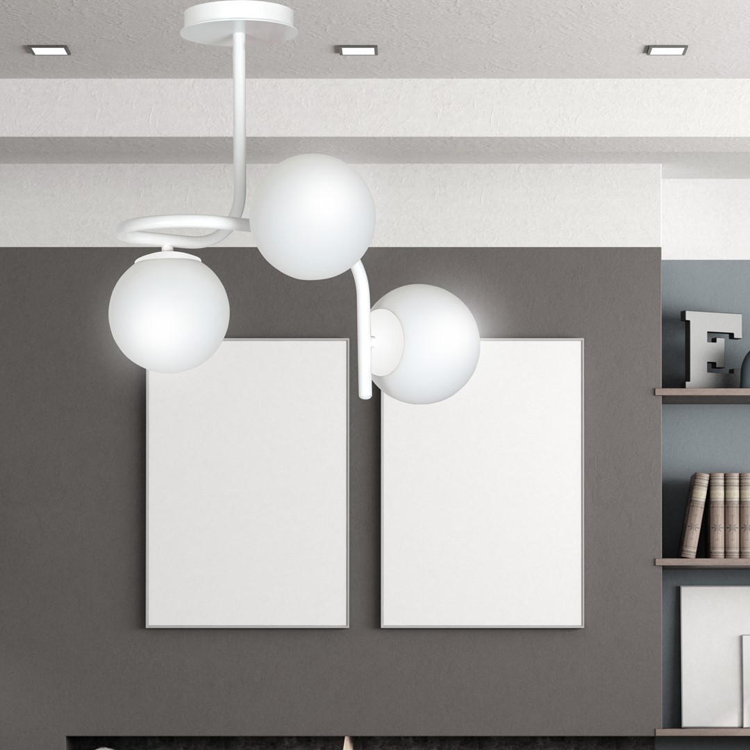 Emibig Stropna svjetiljka KALF 230V 10W MAX LED E14 Čelik/ Staklo Bijela