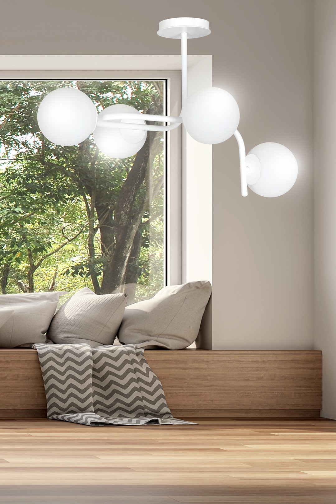 Emibig Stropna svjetiljka KALF 230V 10W MAX LED E14 Čelik/ Staklo Bijela