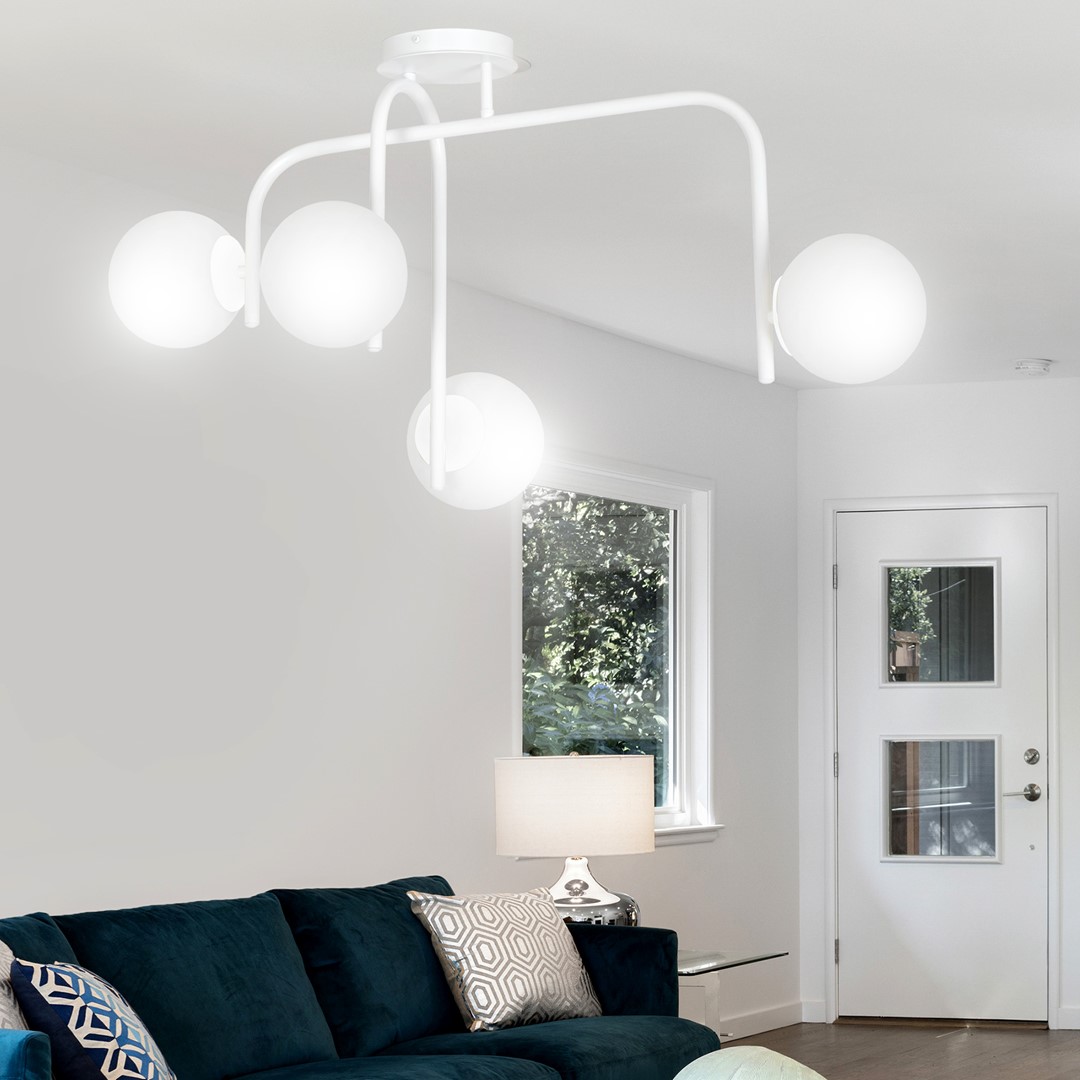 Emibig Stropna svjetiljka KALF 230V 10W MAX LED E14 Čelik/ Staklo Bijela