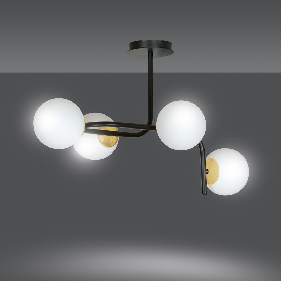 Emibig Stropna svjetiljka RAGNAR 230V 10W MAX LED E14 Čelik/ Staklo Crna/ Zlatna