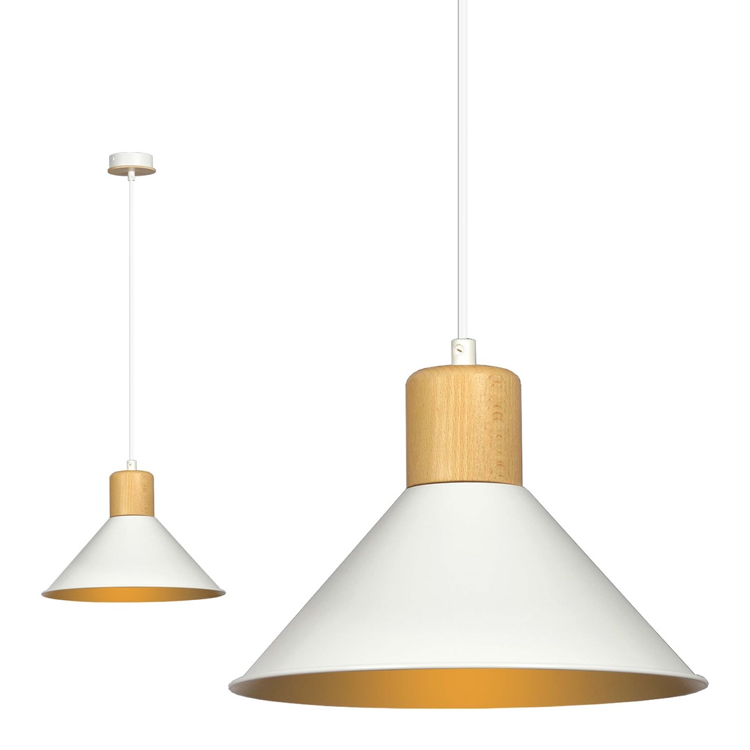 Emibig Visilica ROWEN 230V 15W MAX LED E27 Čelik/ Drvo Bijela