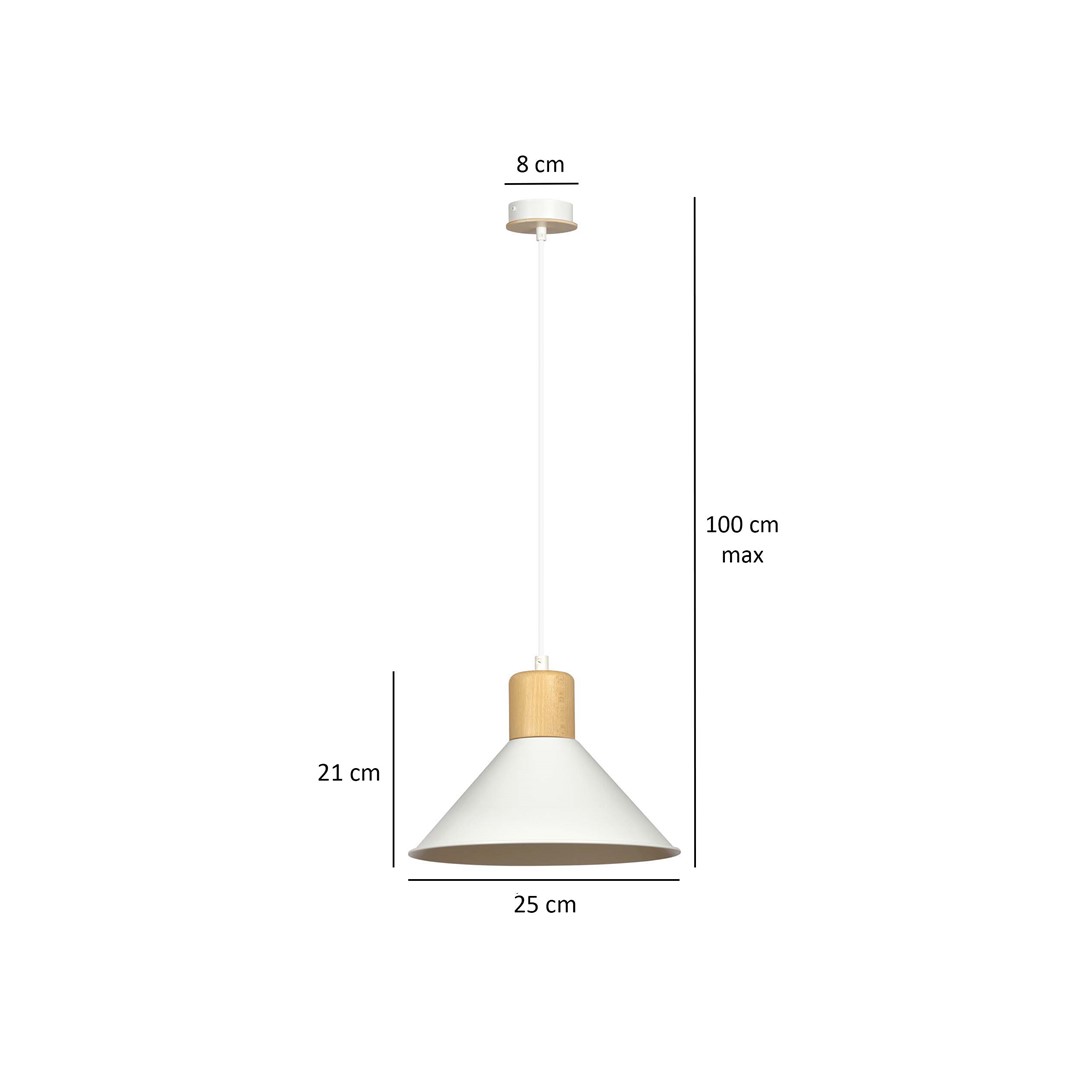 Emibig Visilica ROWEN 230V 15W MAX LED E27 Čelik/ Drvo Bijela