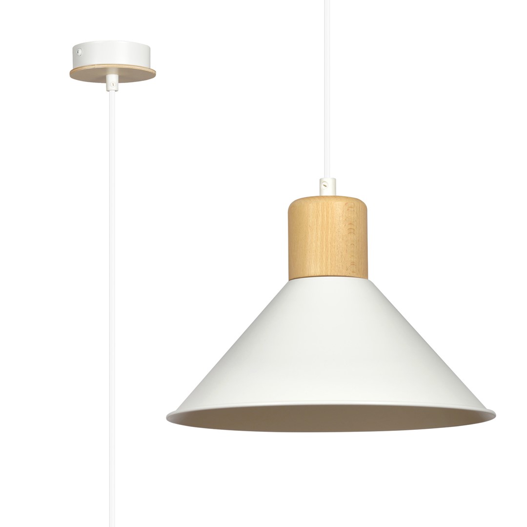Emibig Visilica ROWEN 230V 15W MAX LED E27 Čelik/ Drvo Bijela