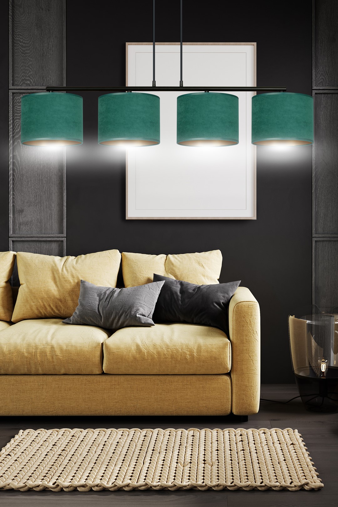 Emibig Visilica HILDE 230V 15W MAX LED E27 Čelik/ Tkanina Crna