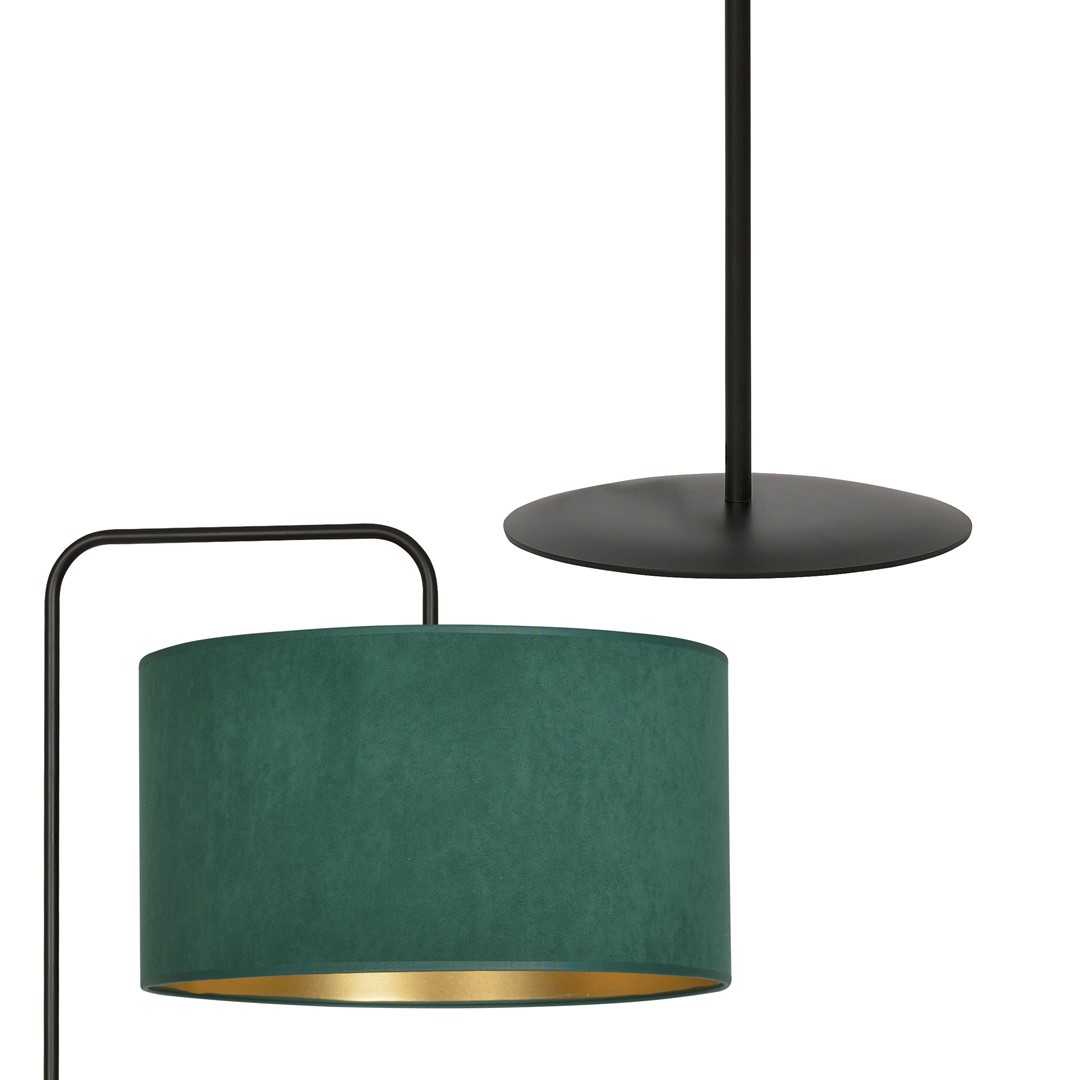 Emibig Podna lampa HILDE 230V 15W MAX LED E27 Čelik/ Tkanina Crna