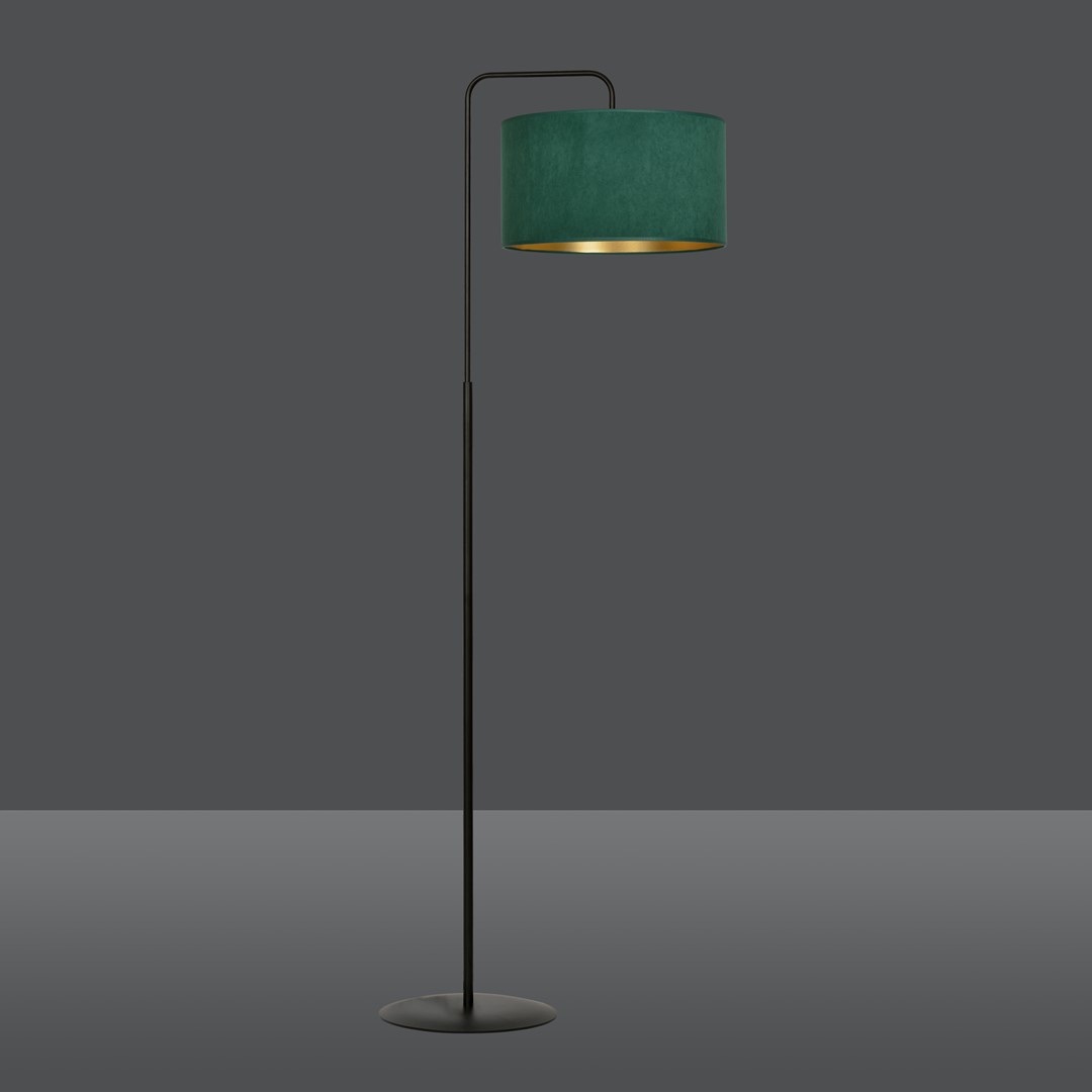 Emibig Podna lampa HILDE 230V 15W MAX LED E27 Čelik/ Tkanina Crna