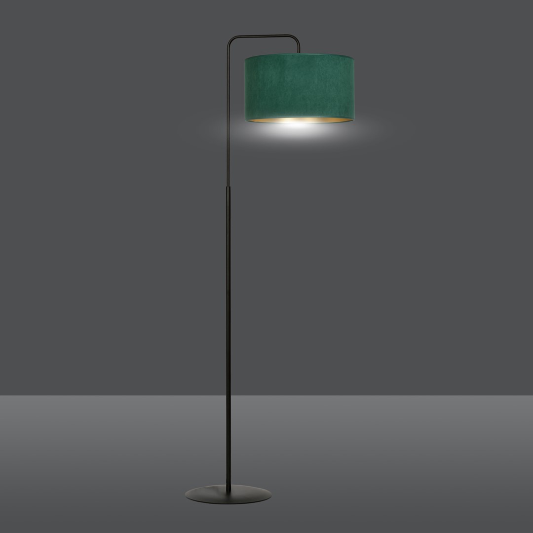 Emibig Podna lampa HILDE 230V 15W MAX LED E27 Čelik/ Tkanina Crna