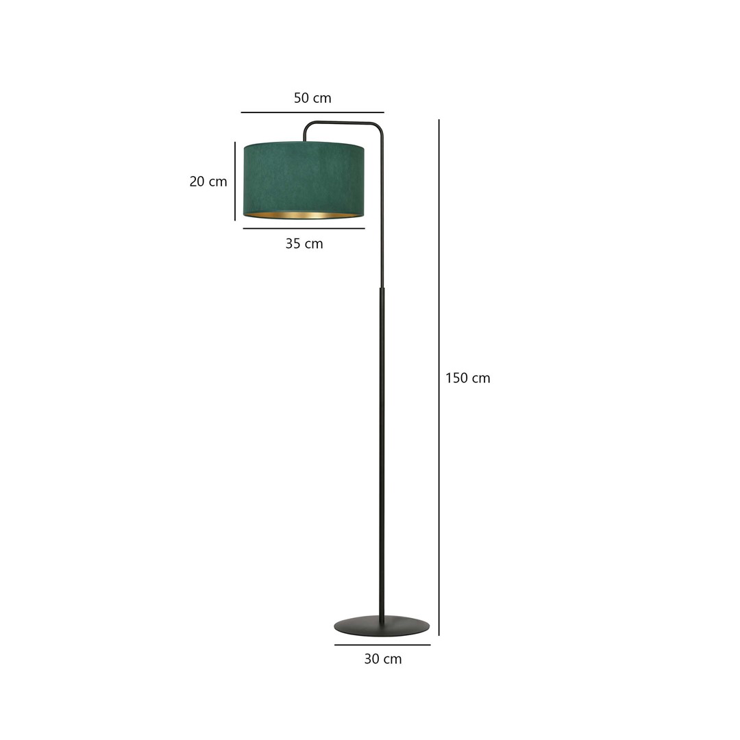 Emibig Podna lampa HILDE 230V 15W MAX LED E27 Čelik/ Tkanina Crna