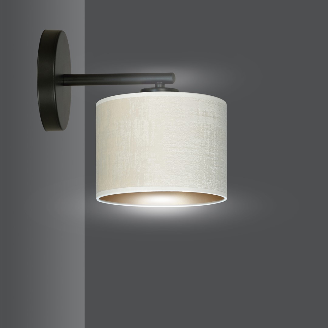 Emibig Zidna lampa HILDE 230V 15W MAX LED E27 Čelik/ Tkanina Crna