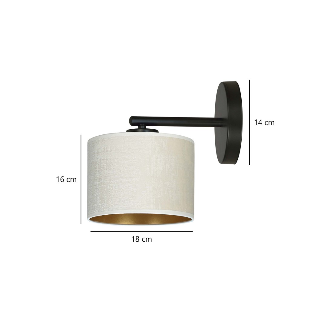 Emibig Zidna lampa HILDE 230V 15W MAX LED E27 Čelik/ Tkanina Crna