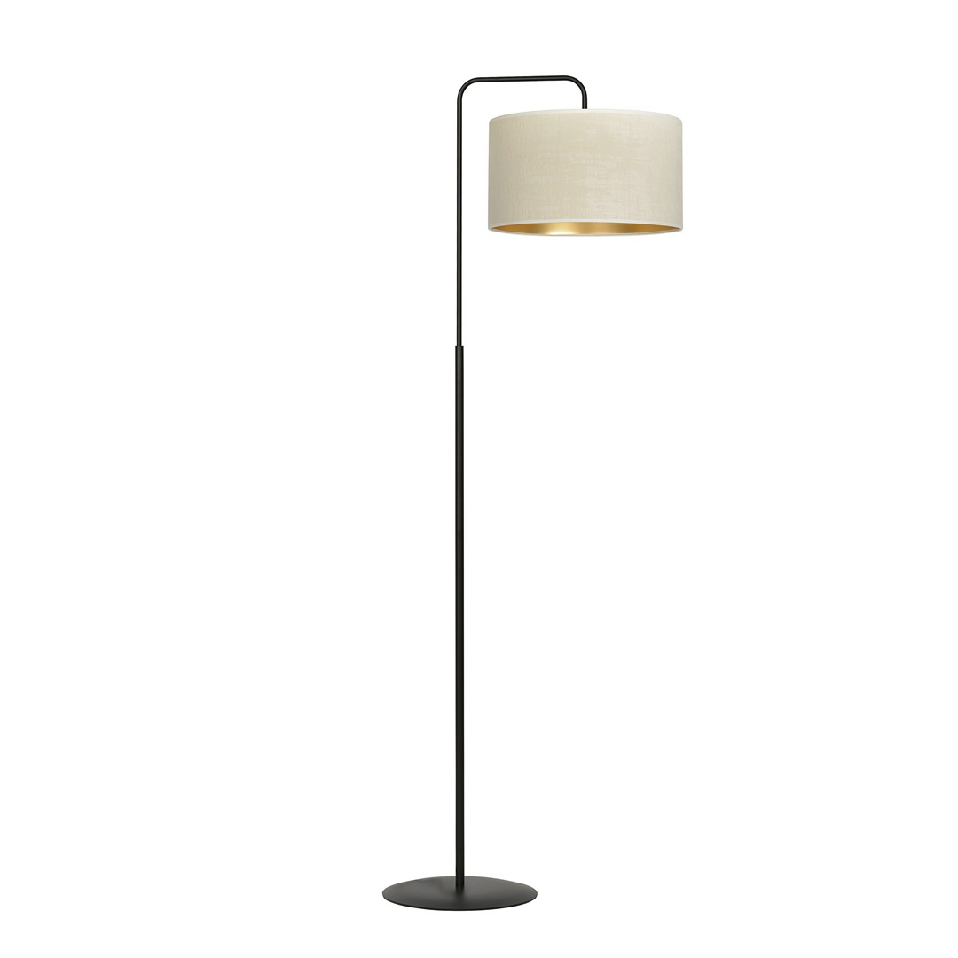 Emibig Podna lampa HILDE 230V 15W MAX LED E27 Čelik/ Tkanina Crna