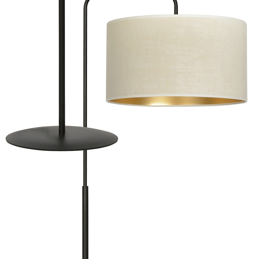 Emibig Podna lampa HILDE 230V 15W MAX LED E27 Čelik/ Tkanina Crna
