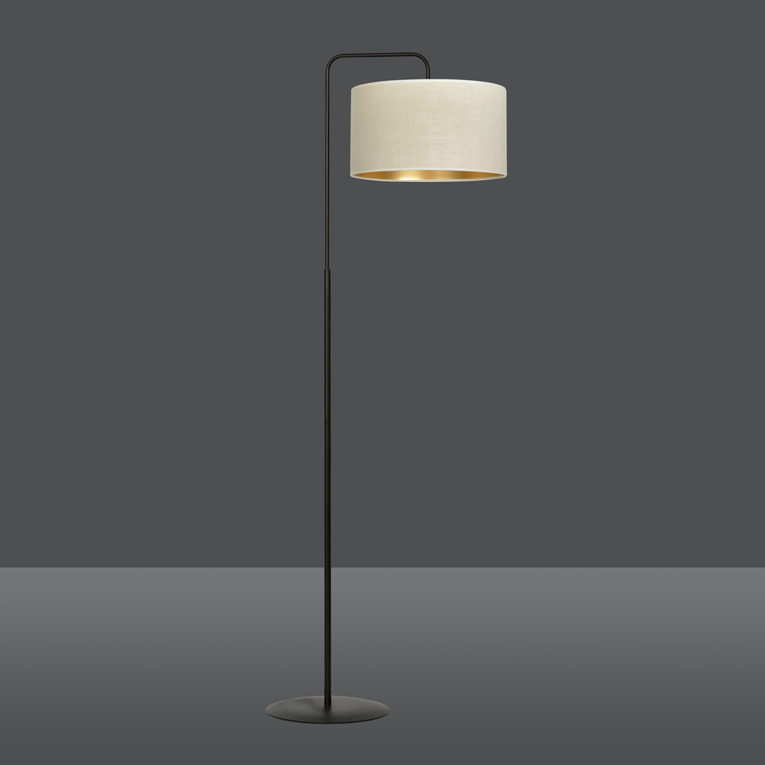 Emibig Podna lampa HILDE 230V 15W MAX LED E27 Čelik/ Tkanina Crna
