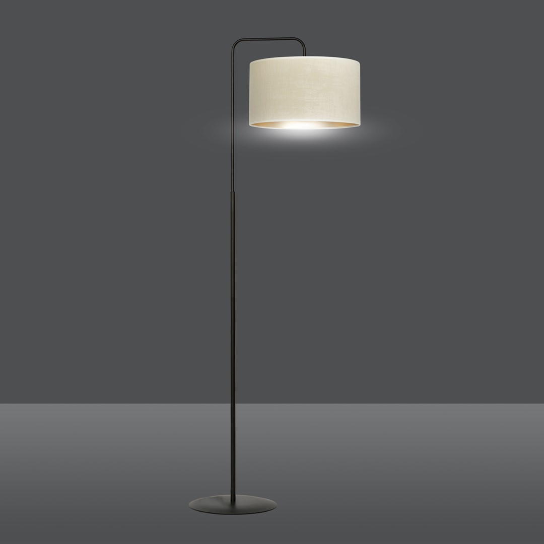 Emibig Podna lampa HILDE 230V 15W MAX LED E27 Čelik/ Tkanina Crna