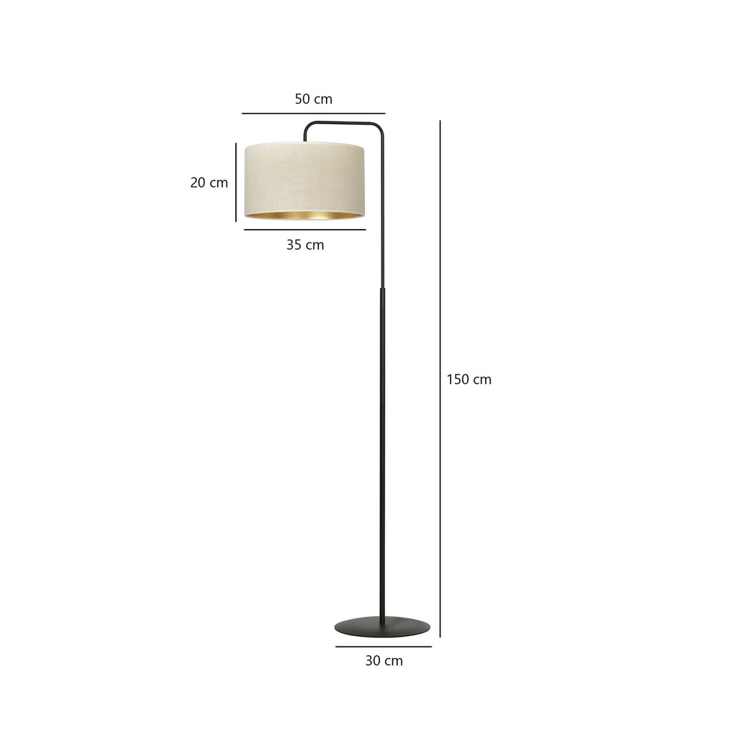 Emibig Podna lampa HILDE 230V 15W MAX LED E27 Čelik/ Tkanina Crna