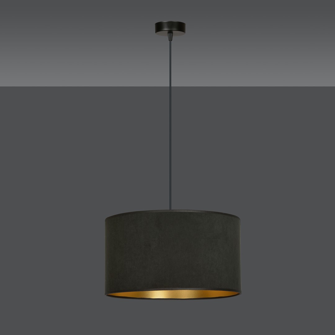Emibig Visilica HILDE 230V 15W MAX LED E27 Čelik/ Tkanina Crna