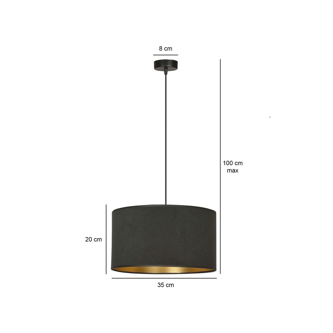 Emibig Visilica HILDE 230V 15W MAX LED E27 Čelik/ Tkanina Crna