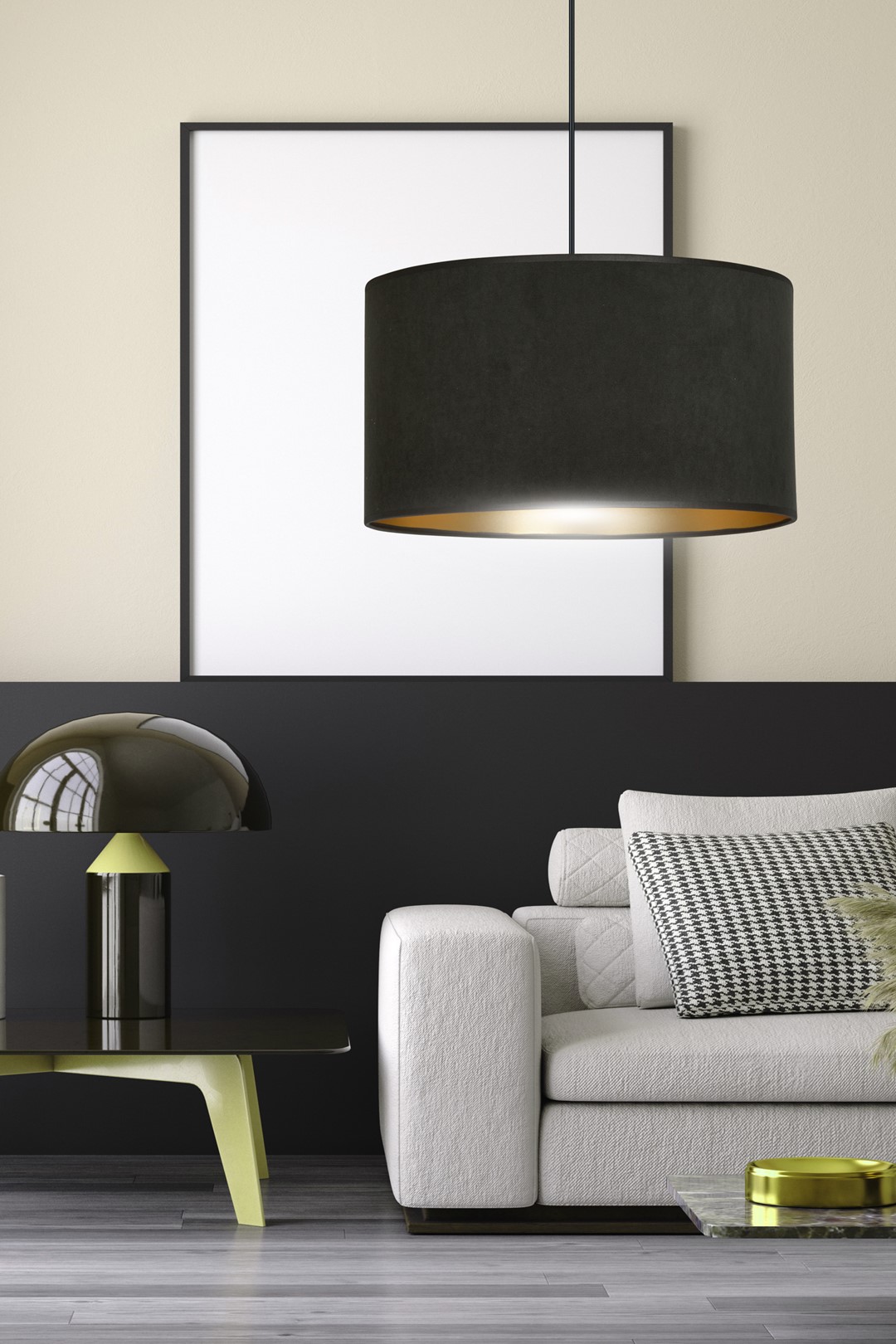 Emibig Visilica HILDE 230V 15W MAX LED E27 Čelik/ Tkanina Crna