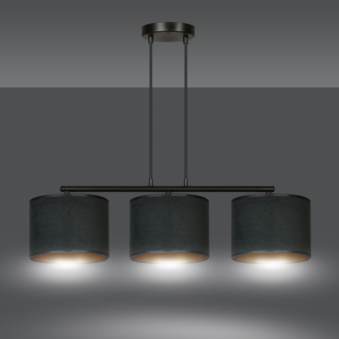 Emibig Visilica HILDE 230V 15W MAX LED E27 Čelik/ Tkanina Crna