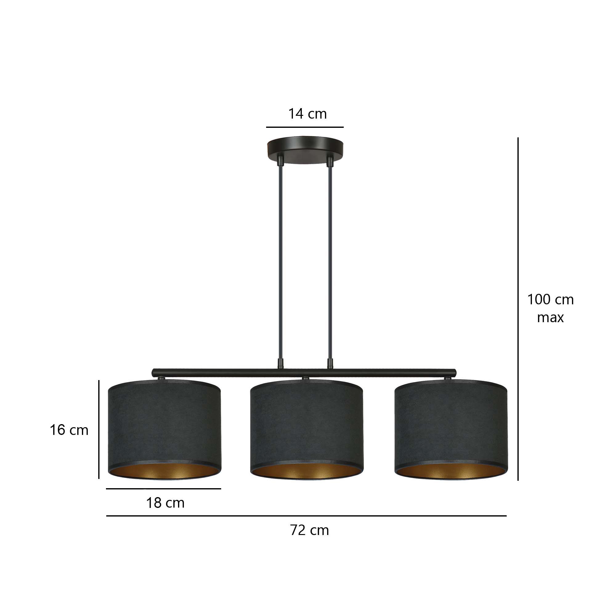 Emibig Visilica HILDE 230V 15W MAX LED E27 Čelik/ Tkanina Crna