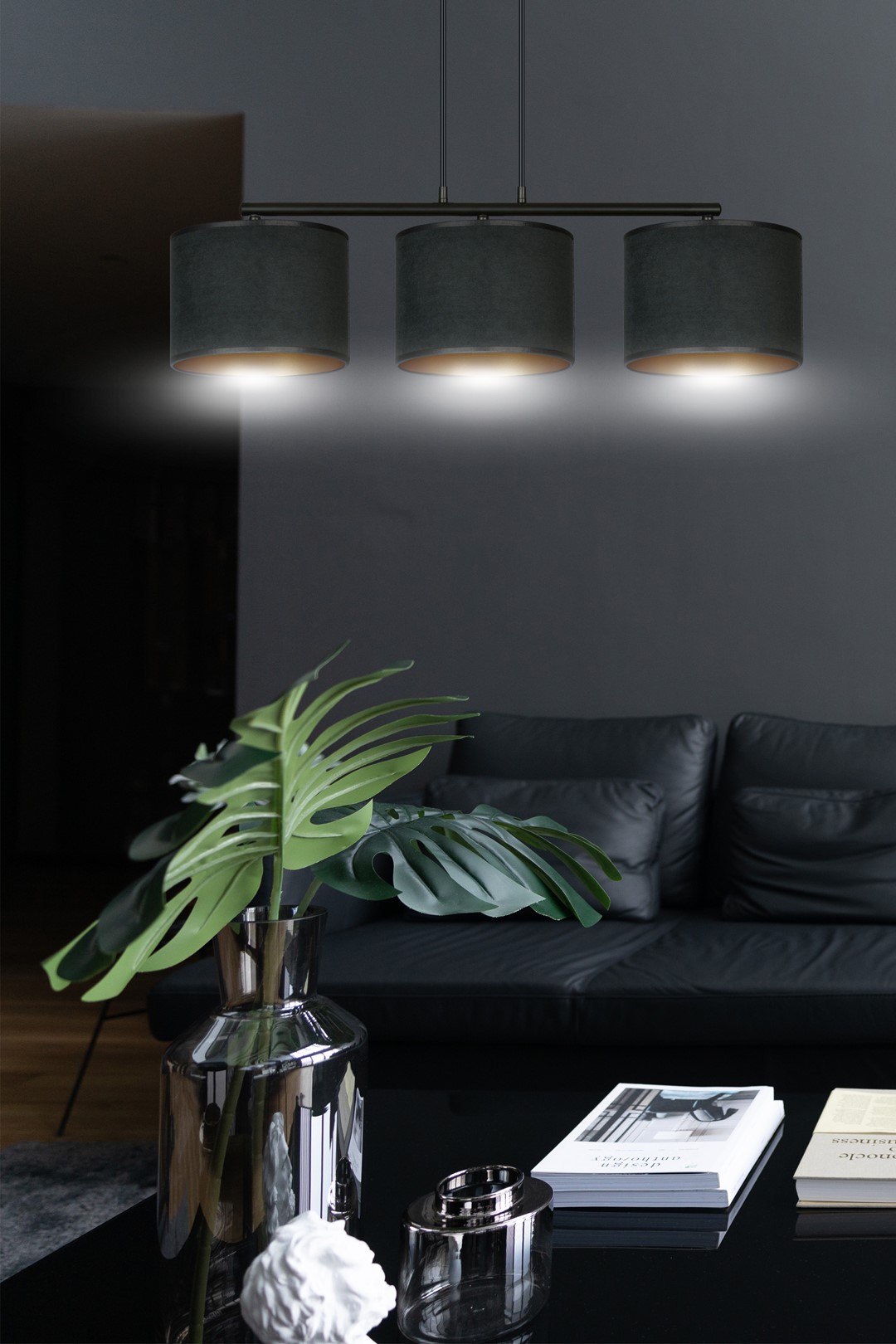 Emibig Visilica HILDE 230V 15W MAX LED E27 Čelik/ Tkanina Crna