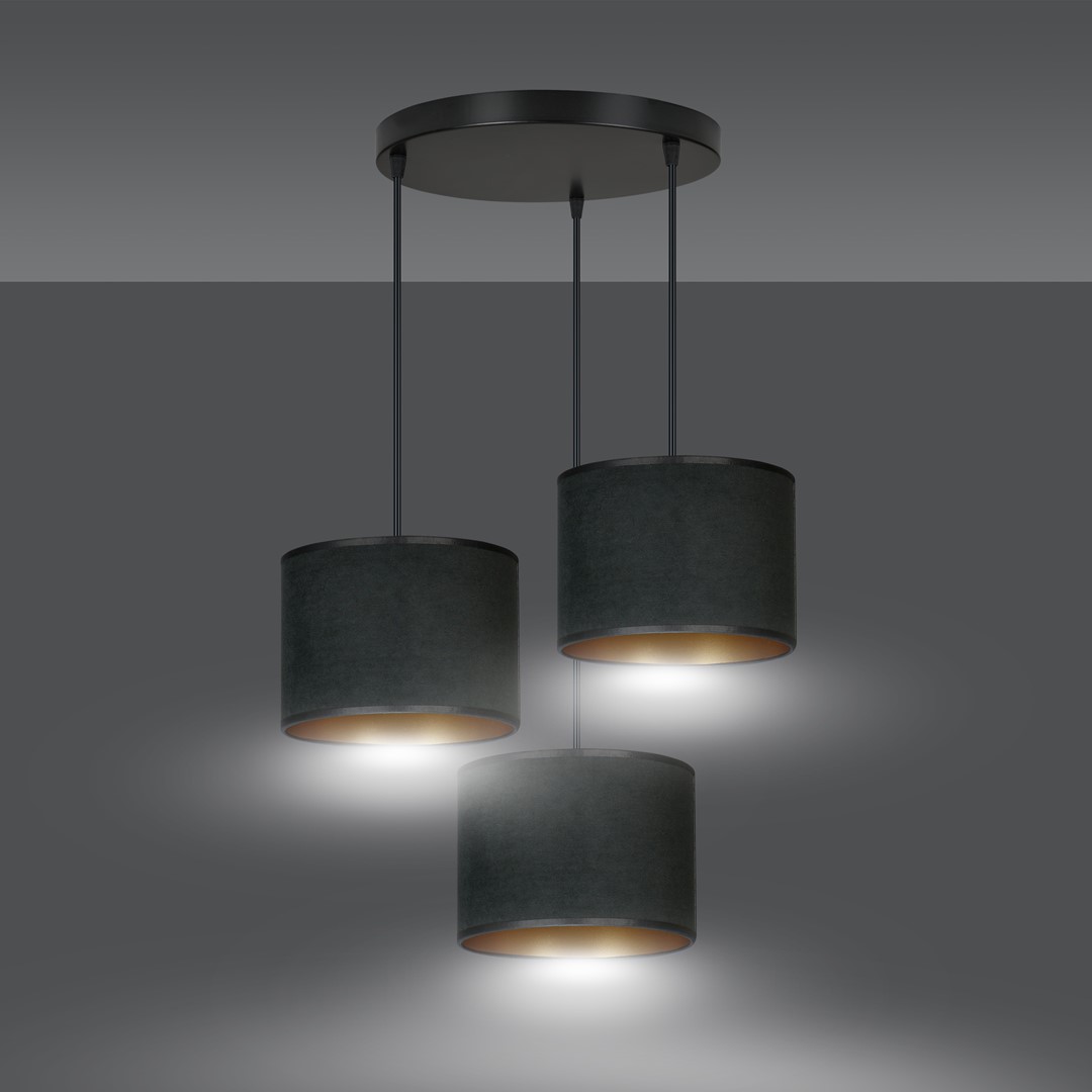 Emibig Visilica HILDE 230V 15W MAX LED E27 Čelik/ Tkanina Crna